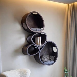 Modular Wooden Cat Wall Houses, Cozy Pet Furniture Set