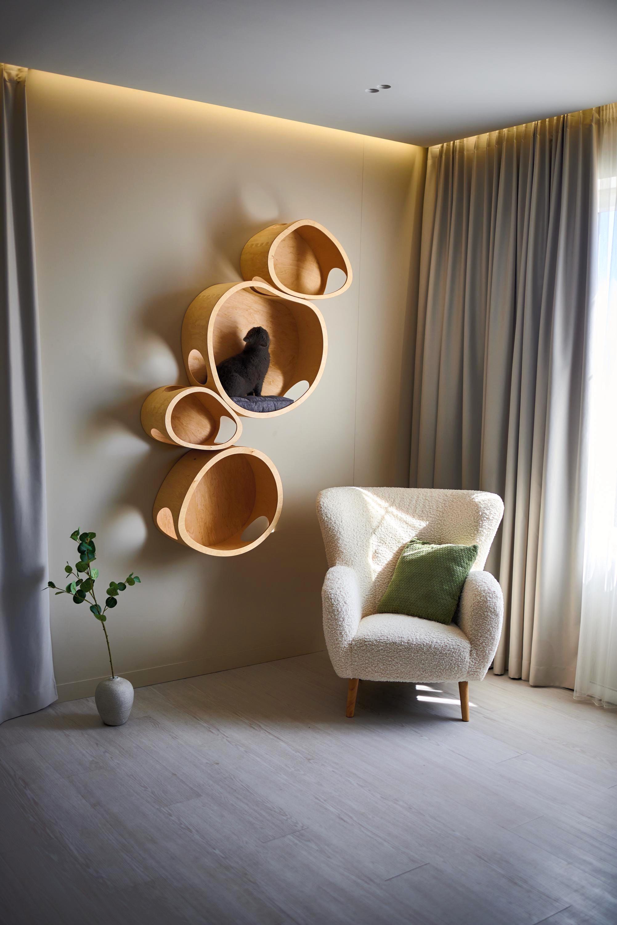 Modular Wooden Cat Wall Houses, Cozy Pet Furniture Set