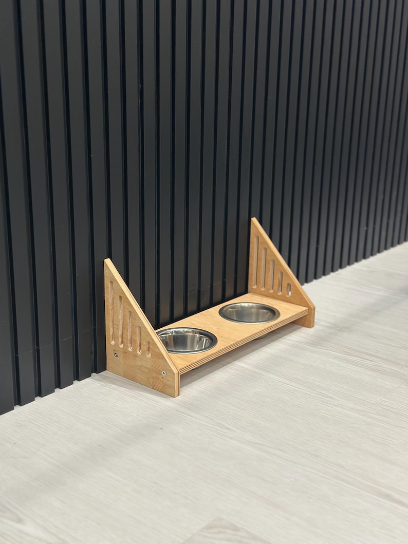 View of Modern Wooden Dog Feeder | Feeder Station - Etsy