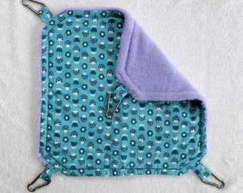 Mushroom Strawberry Fleece Pet Hammock, Guinea Pig, Chinchilla, Rat. Includes Hanging clips