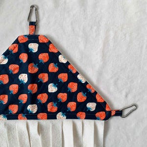 Strawberry Fleece Forest Corner Hideaway, Handmade Guinea Pig & Small Pet Cage Accessory, Corner Triangle Hammock, Gizmo and Co