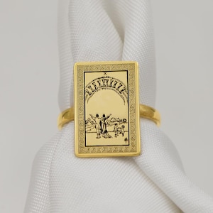 Bague de tarot dix tasses – Bague spirituelle en or ou en argent, bijoux du zodiaque personnalisés, cadeau unique pour elle, bague de tarot faite main