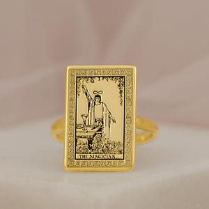 Bague tarot le magicien - bijoux de tarot en argent sterling, bague arcanes spirituels, cadeau sorcière mystique, bague symbole de carte de tarot pour elle