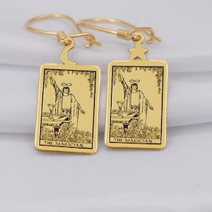 Orecchini Tarocchi del Mago - Cerchi mistici per la strega moderna, regalo spirituale, orecchini pendenti Arcani, gioielli mistici