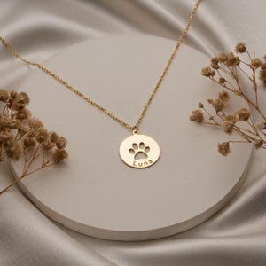 Pet Paw Print Necklace – 925 Sterling Silver or Gold Plated Personalized Pet Jewelry