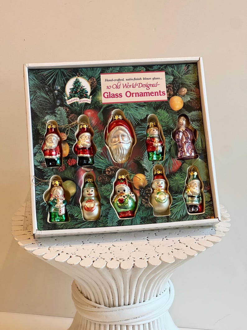 Vintage 1992 Old World Blown Glass Ornament Set • Collectible Holiday ...