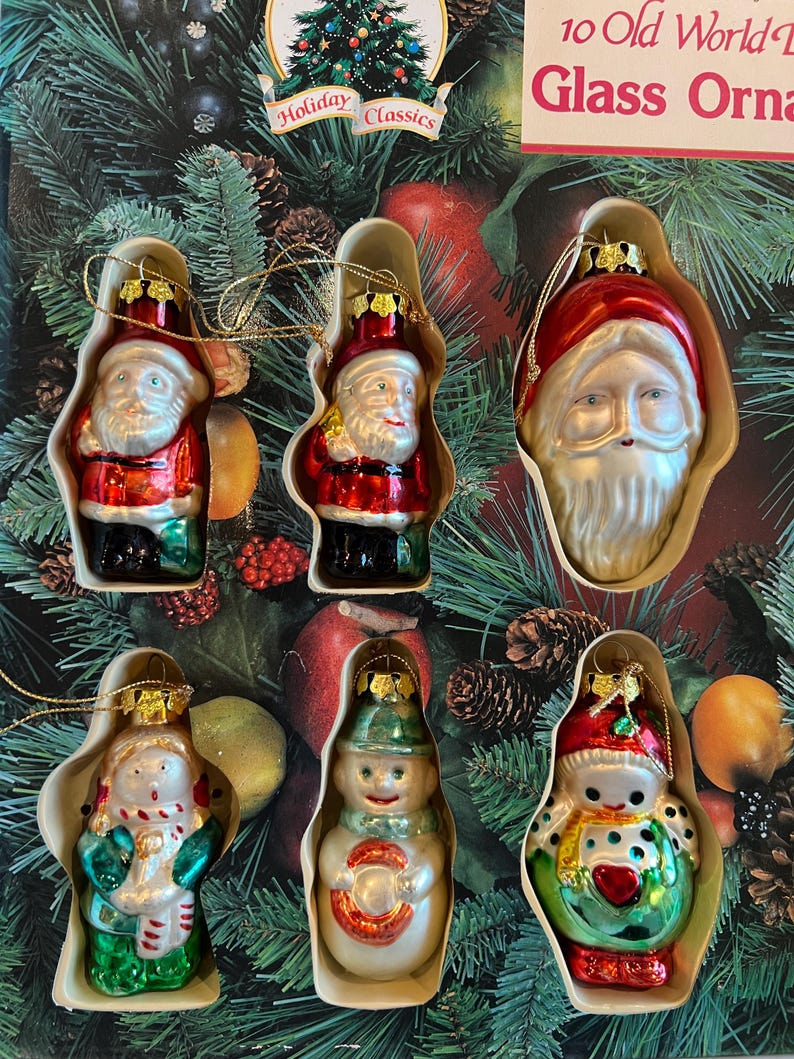 Vintage 1992 Old World Blown Glass Ornament Set • Collectible Holiday ...