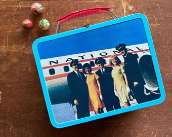 1960's Ohio Art Metal Lunch Box / National Airlines / Pan Am / United / American / Lufthansa / Traveler Gift