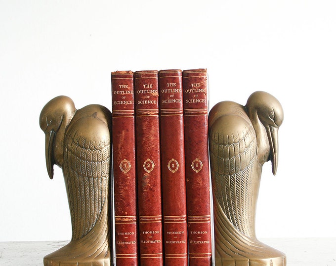 Vintage Brass Heron Bookends / Extra Large Size Etsy