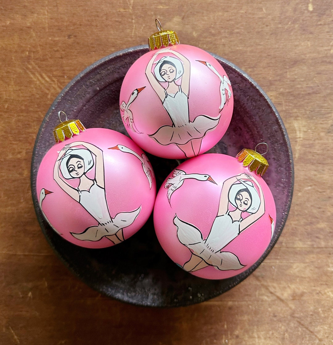 vintage-pink-christmas-tree-ornaments-hand-painted-glass-etsy