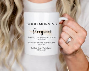Tazza da caffè "Buongiorno splendida", umorismo per adulti, regalo per persone mattiniere - amante del caffè, regalo per lei e lui, regalo di compleanno, tazza divertente