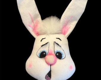 Adorable Surprised Bunny Face White and Pink