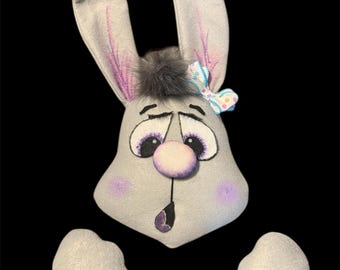 Gray Surprised Bunny Face Attachment