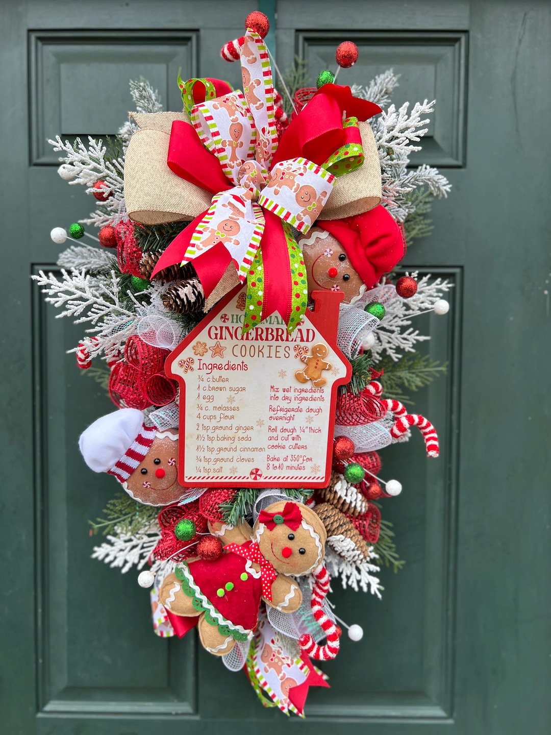 Gingerbread Cookie Christmas Door Swag: Holiday Whimsical Design - Etsy