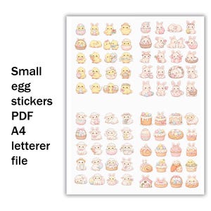 Easter stickers for a weekly scrapbooking journal, 6 pages, PDF file, A4 letterer