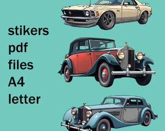 Retro car stickers. PDF file