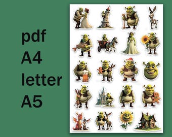 Naklejki Shrek do albumu, planera tygodniowego. Drobiazgi i drobiazgi. Scrapbooking.
