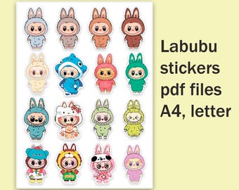 Scary doll stickers. Laboobu. PDF file.