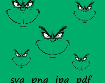 Grinch's face. Digital files: svg/png/pdf/jpg
