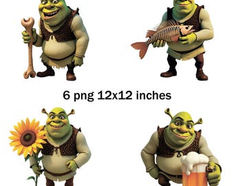 Shrek clipart .Shrek png 6 files pattern, for a T-shirt or sweatshirt 12x12 inches.