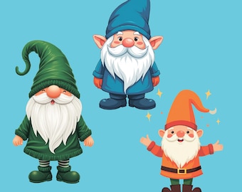 New Year Gnomes Clipart, 2025 PNG (12x12 inches)