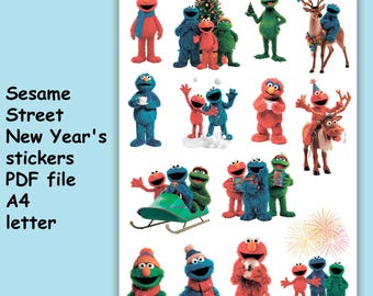 Sesame Street Christmas stickers, PDF file A4 letter