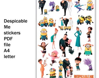 Despicable Me stickers PDF file A4 letter