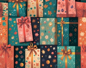 New Year Gift Paper Seamless Pattern (PDF)