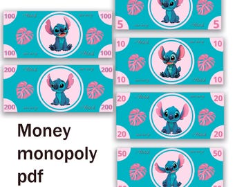 Sticken Monopoly Geld, Spielgeld (Digitale Datei)