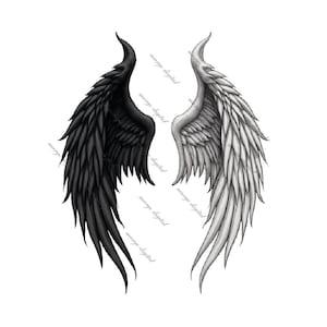 Angel and devil wings. Wings for tattoo. Wings tattoo design. High quality. PNG, SVG, JPEG files. 4 files.