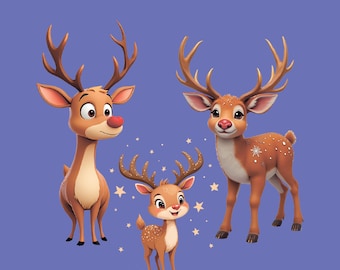 Christmas Reindeer Clipart: Santa's Reindeer, Transparent PNG (Commercial Use)