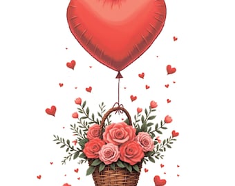 Floral Heart Bouquet Clipart for Postcard Design (8-PDF File)