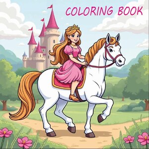 Little princess coloring page. 20 pages, square 210x210 mm 215.9x215.9mm PDF.