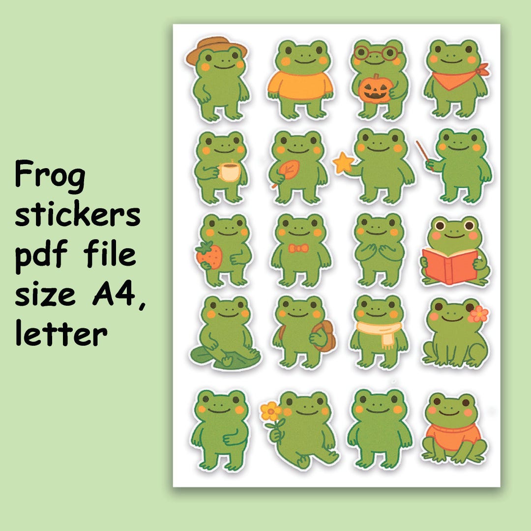 Stickers Frogs Funny Funny. PDF File A4 Format, Letter. Fast Download ...