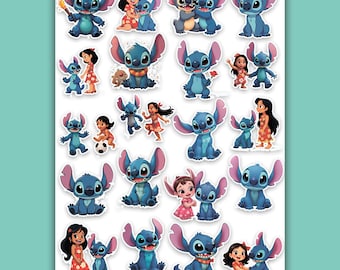 Stitch stickers for a weekly planner, album. Little things and trinkets. Scrapbooking.