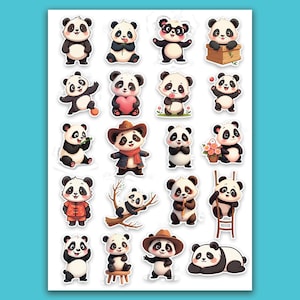 Pegatinas de panda. Divertidas pegatinas de panda para la agenda. Pegatinas de panda para niños. PDF, carta, A4, A5.