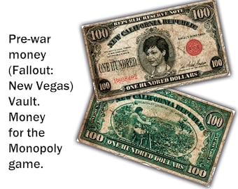Dollars Monopoly. Pre-war money shelter. Fallout style. Inspiration from the game. Digital file. PDF