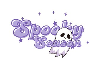 Spooky Season Sticker | Cute Ghost Sticker | Halloween Sticker | Purple Aesthetic