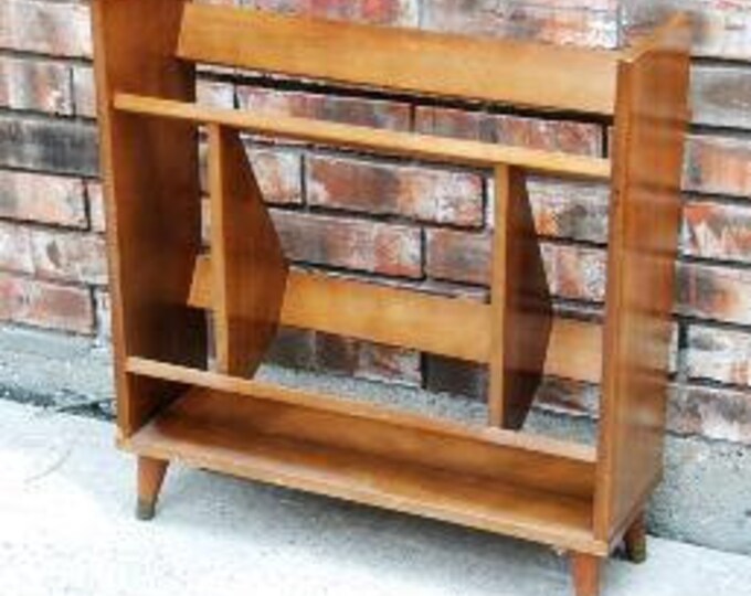 Vintage mid Century Wooden Encyclopedia Bookshelf Etsy