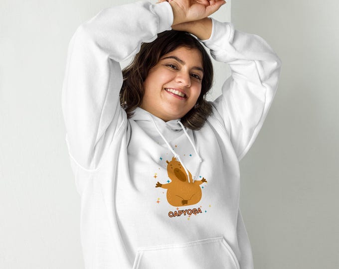 Capyoga Hoodie – Funny Yoga Hoodie | Relaxed Capybara Sweatshirt | Yoga Lover Gift | Unisex Hooded Sweatshirt