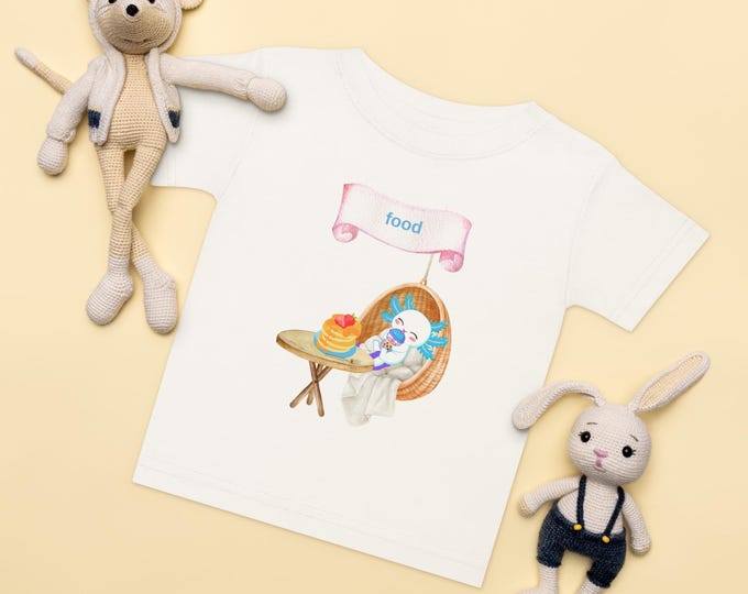 Food Lover Axelot Baby T-Shirt – Funny Cute Animal Tee for Babies (6–24 months) – Kawaii Breakfast Pancake Design