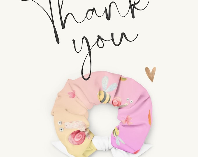 Cute Hair Scrunchie with Snail, Pumpkin, Bee, Apple – Soft Pink Yellow Fall Hair Tie – Kawaii Autumn Hair Accessory for Girls, Women