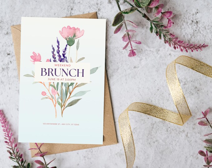 Digital Brunch Invitation | Floral Phone Invitation Template | Editable Digital Card for Event or Party