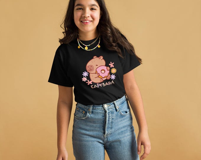 Capybara T-Shirt for Teens | Funny Donut Animal Shirt | Cute Capybara Gift