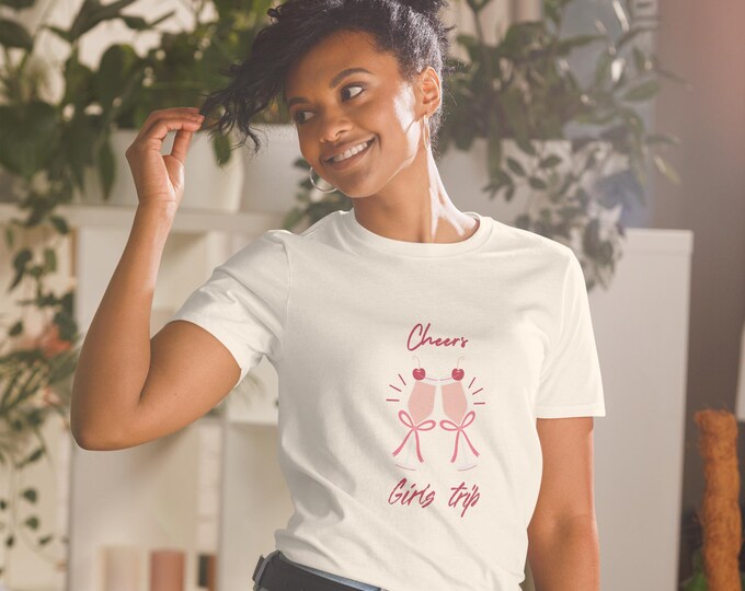 Girl’s Trip T-Shirt – Cute Matching Girls Weekend Shirt with Wine Glasses – Fun Bachelorette or Travel Tee