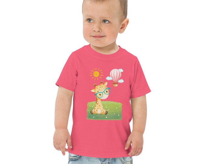 Baby Giraffe T-Shirt – Cute Animal Tee with Balloon Fun Kids Shirt Kawaii Giraffe in Glasses, Gift for Lovers, Toddler & Mom Matching Shirt