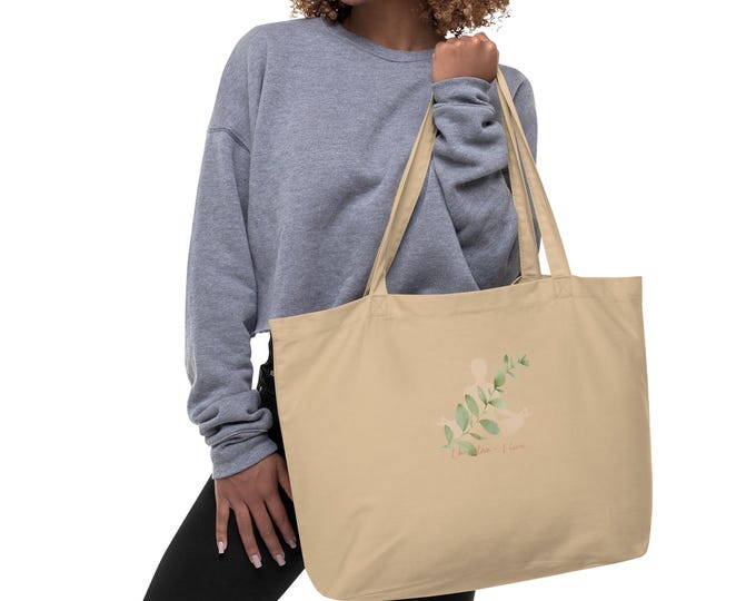 Large organic tote bag "I breathe - I live"