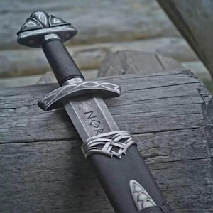 Handcrafted Viking Damascus Steel Medieval Sword Replica with Scabbard: Norse Cosplay LARP