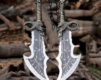 Handmade God of War Blades of Chaos Replica, Handmade Metal Twin Blades GOW Inspired Collectible Sword Perfect Display, Cosplay Gift for Him