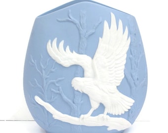 Blue and White Eagle Design Ceramic Vase Vintage Patriotic Gift Decor Gift for Him Housewarming Gift